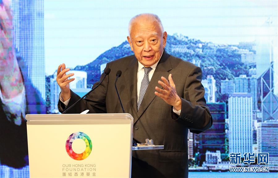 7月31日,董建华在香港出席团结香港基金午餐会。新华社记者 李钢 摄